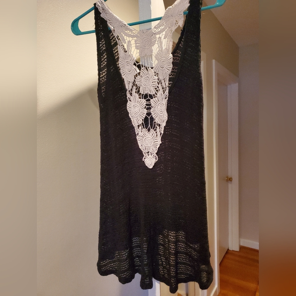 Lacy sheer tank top